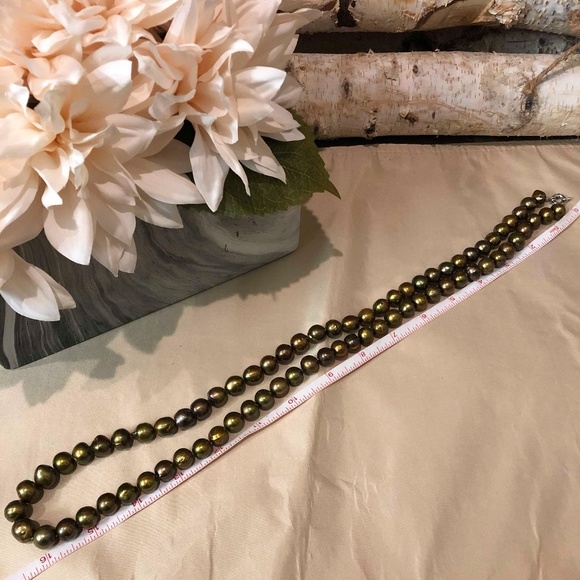 Freshwater Pearl Long Necklace,
Dark Green